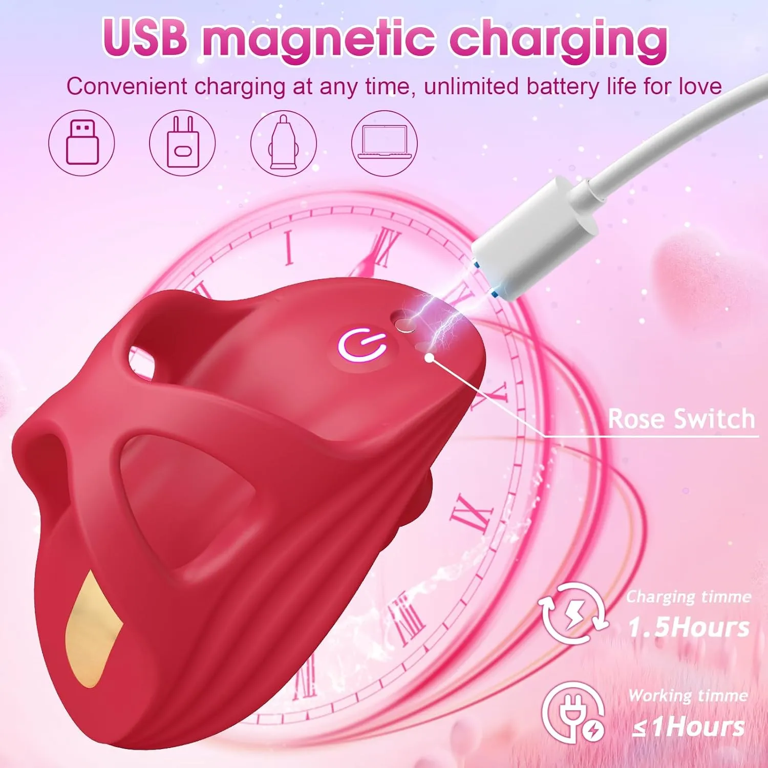 Alice - Nipple Rose Finger Vibrator with 9 Vibrations for Couple