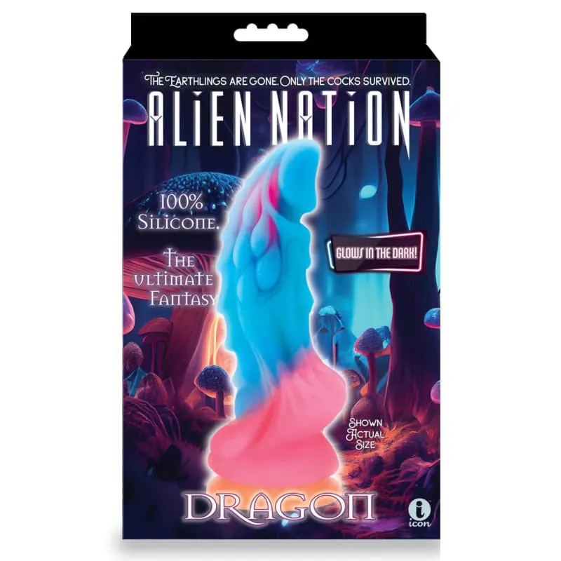 Alien Nation Dragon Silicone Glow in the Dark Creature Dildo - Multicolor