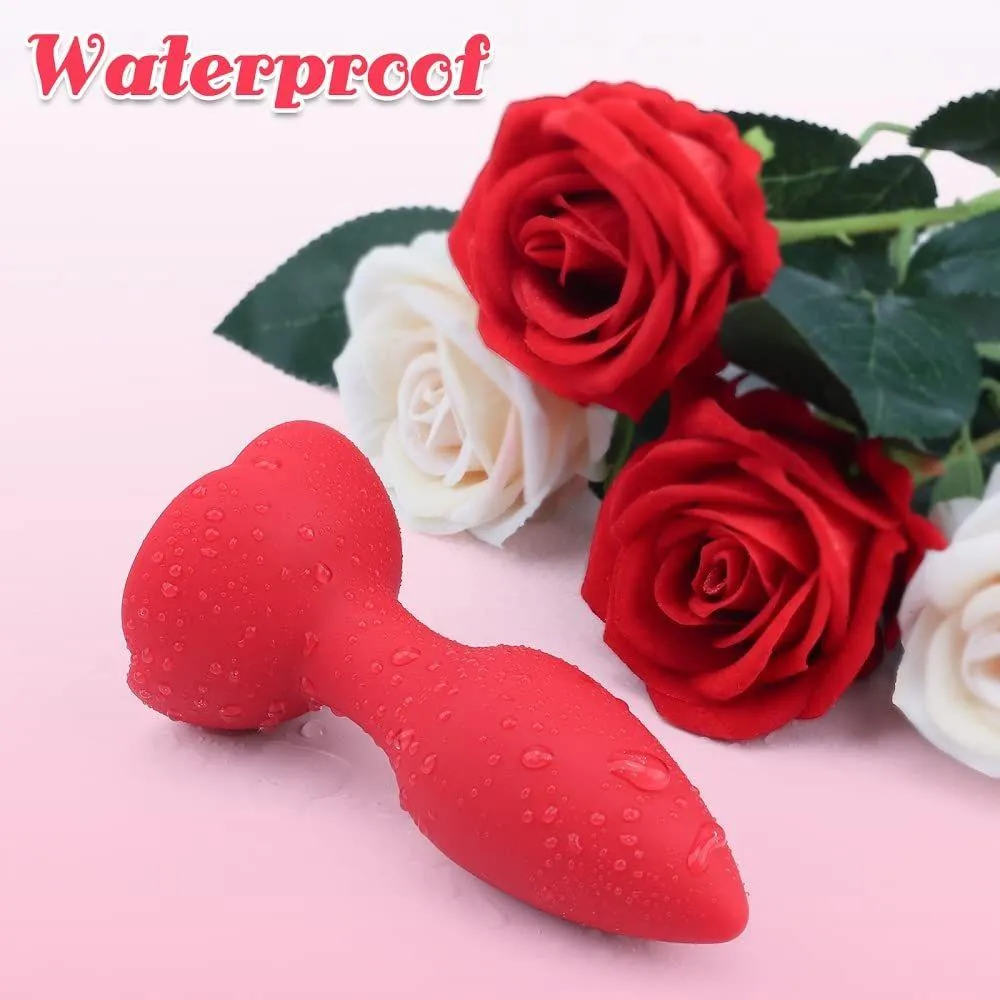 Anal Vibrators Vibrating Rose Butt Plug with 10 Modes Rose Base Silicone Rose Adult Toys
