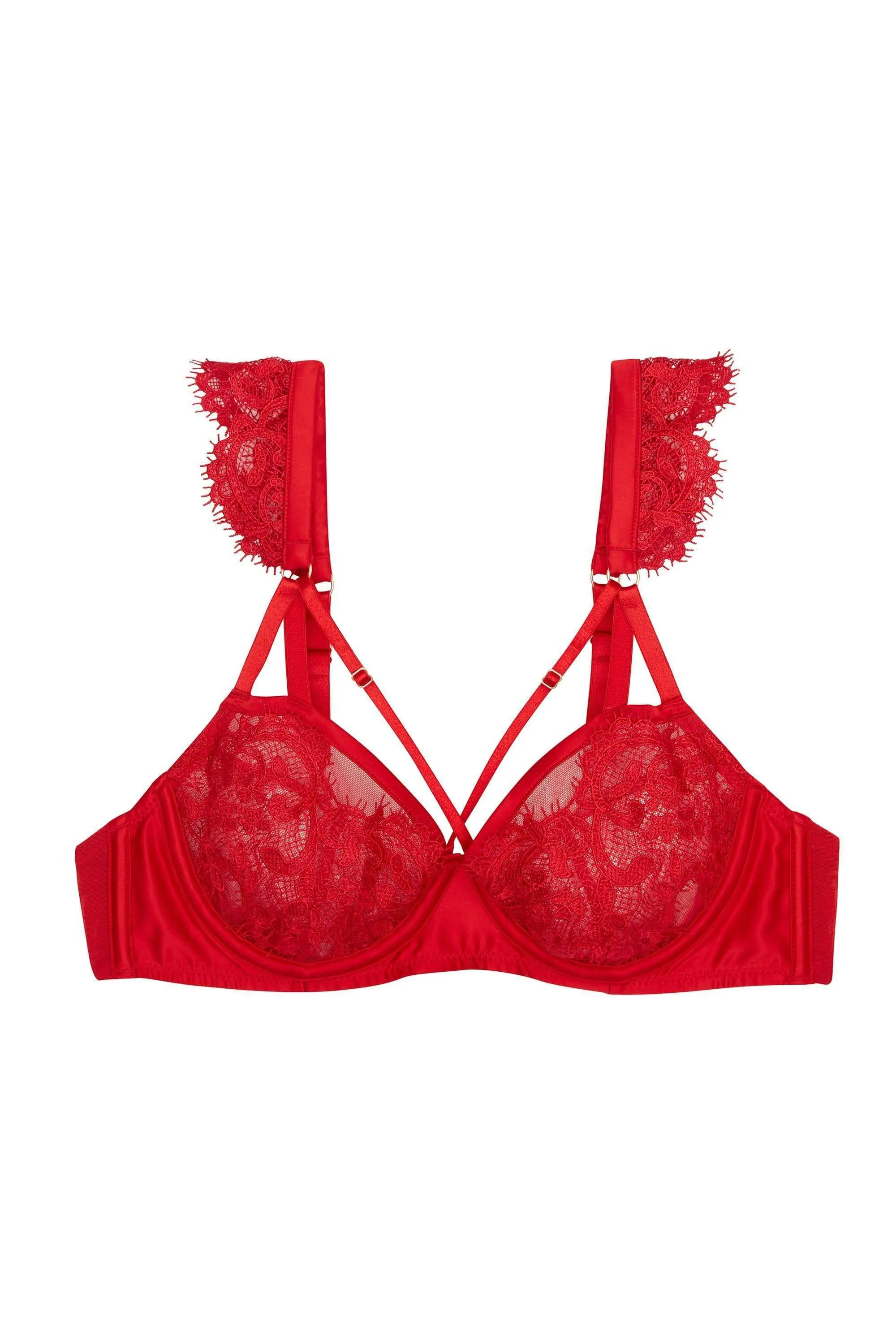 Anneliese Red Satin Net and Lace Bra