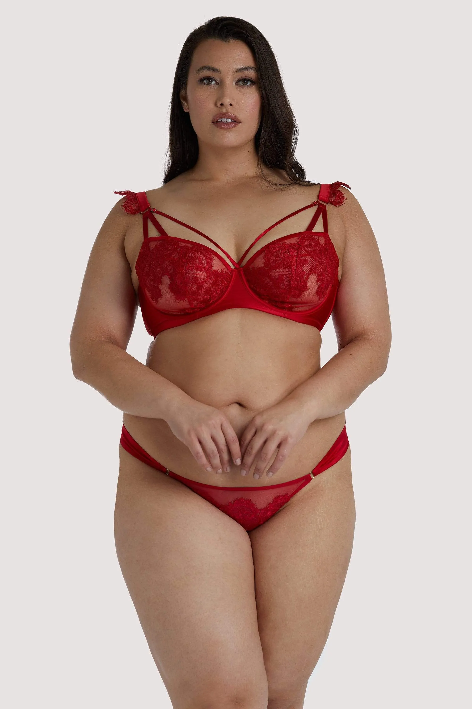 Anneliese Red Satin Net and Lace Bra