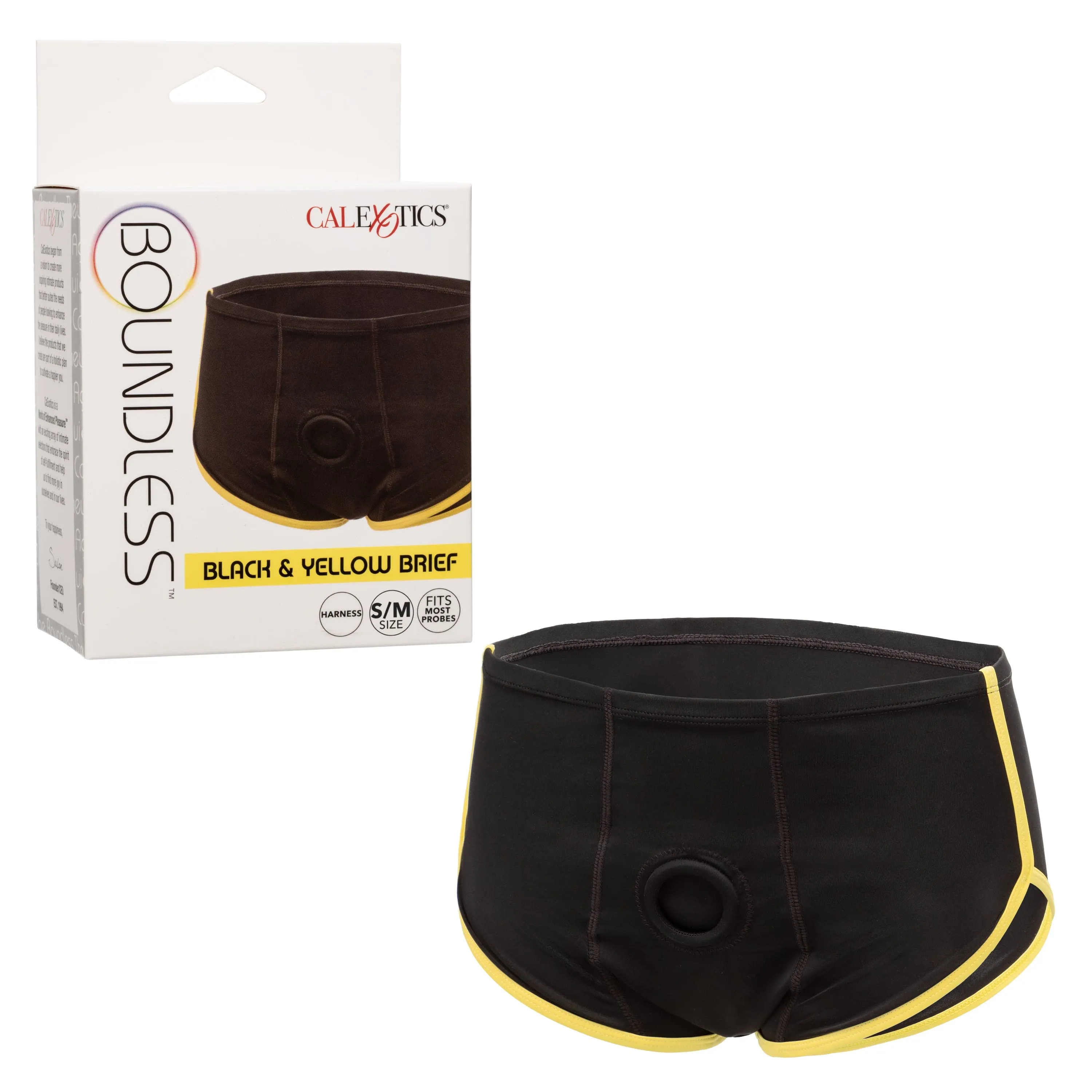 California Exotics - Boundless Black and Yellow Brief Strap On Harness