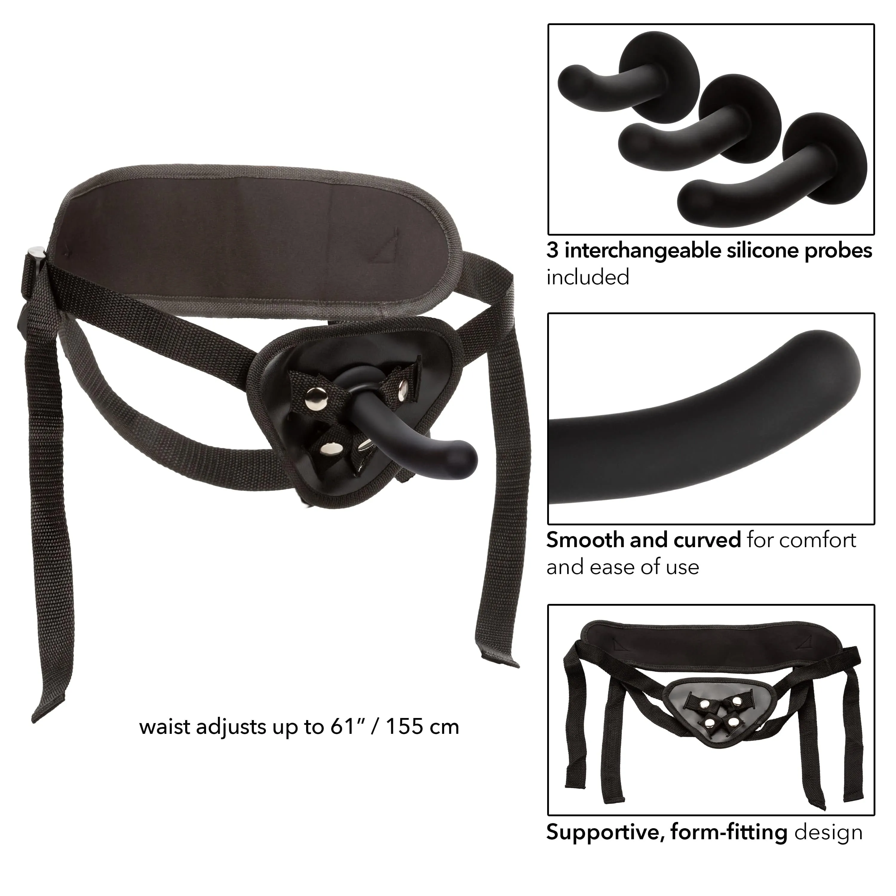 California Exotics - Boundless Silicone Curve Pegging Kit Strap On (Black)