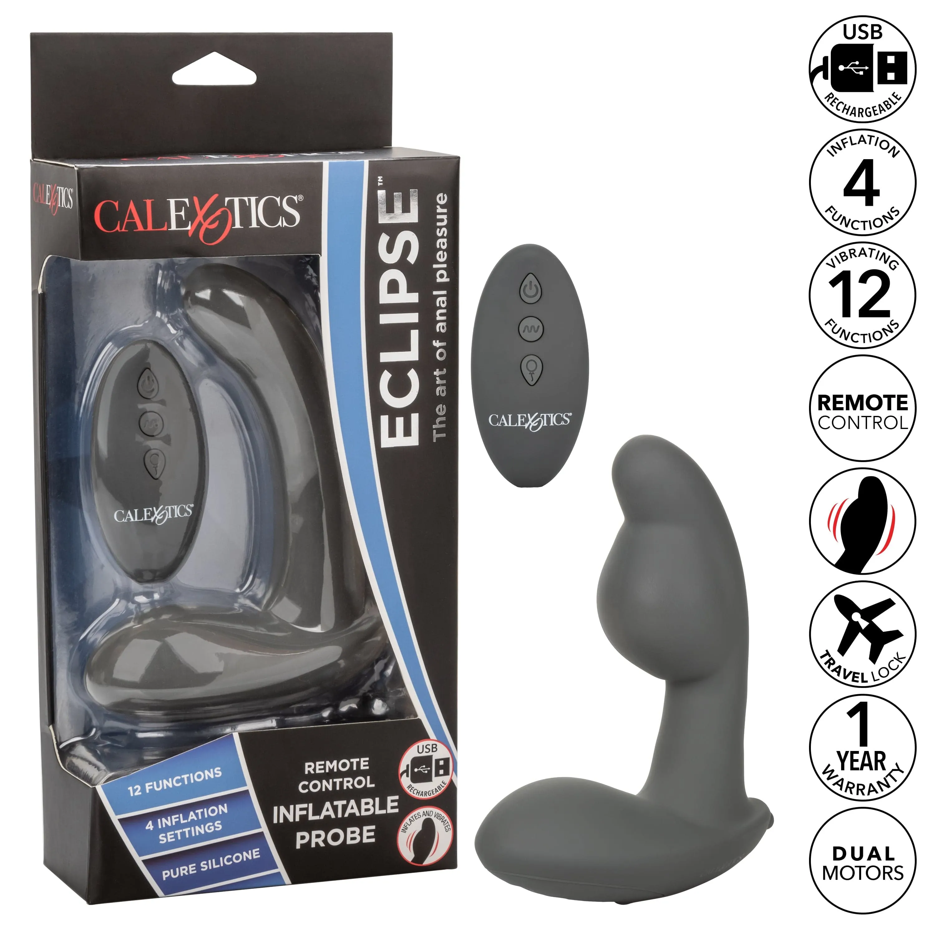 California Exotics - Eclipse Remote Control Inflatable Probe Prostate Massager (Black)
