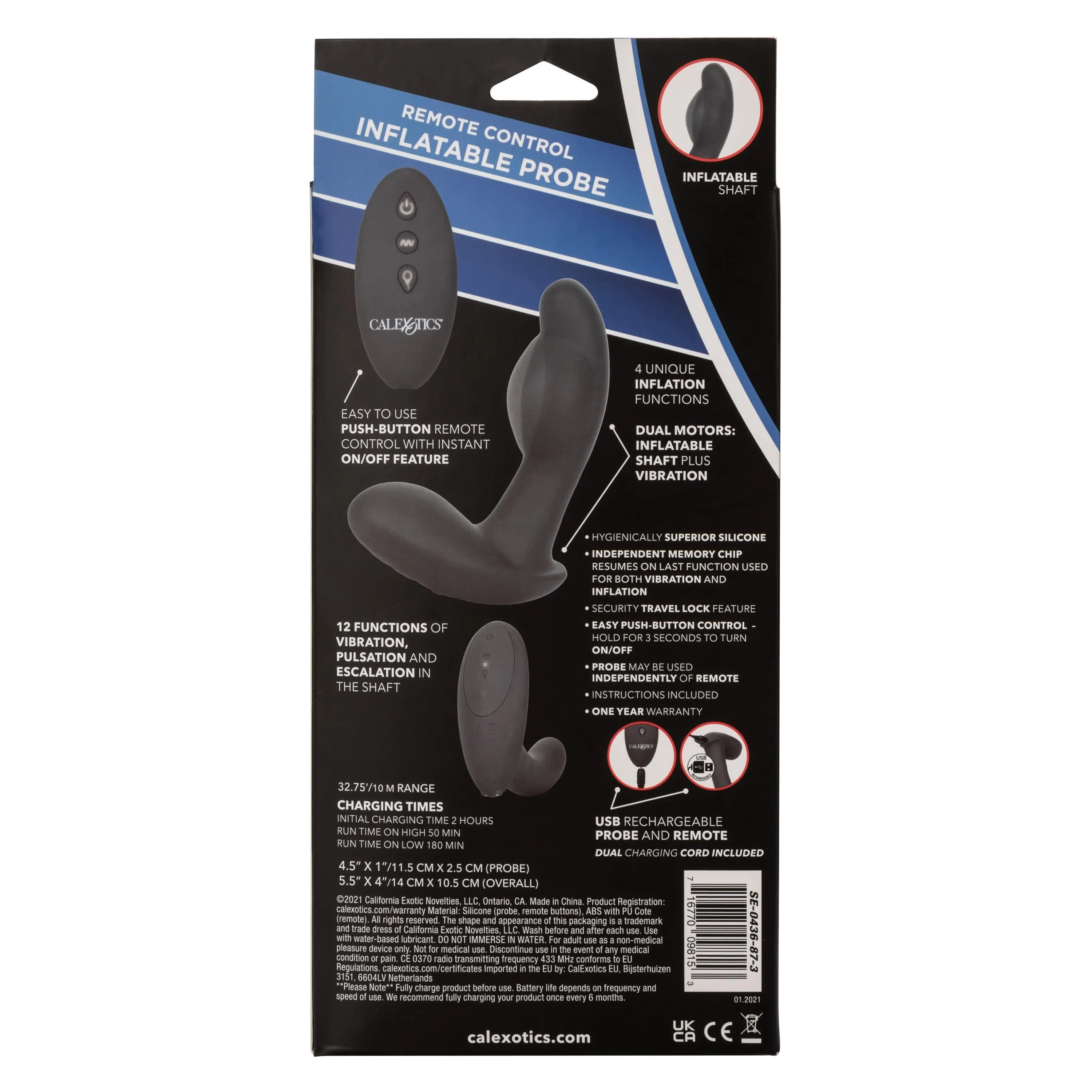 California Exotics - Eclipse Remote Control Inflatable Probe Prostate Massager (Black)