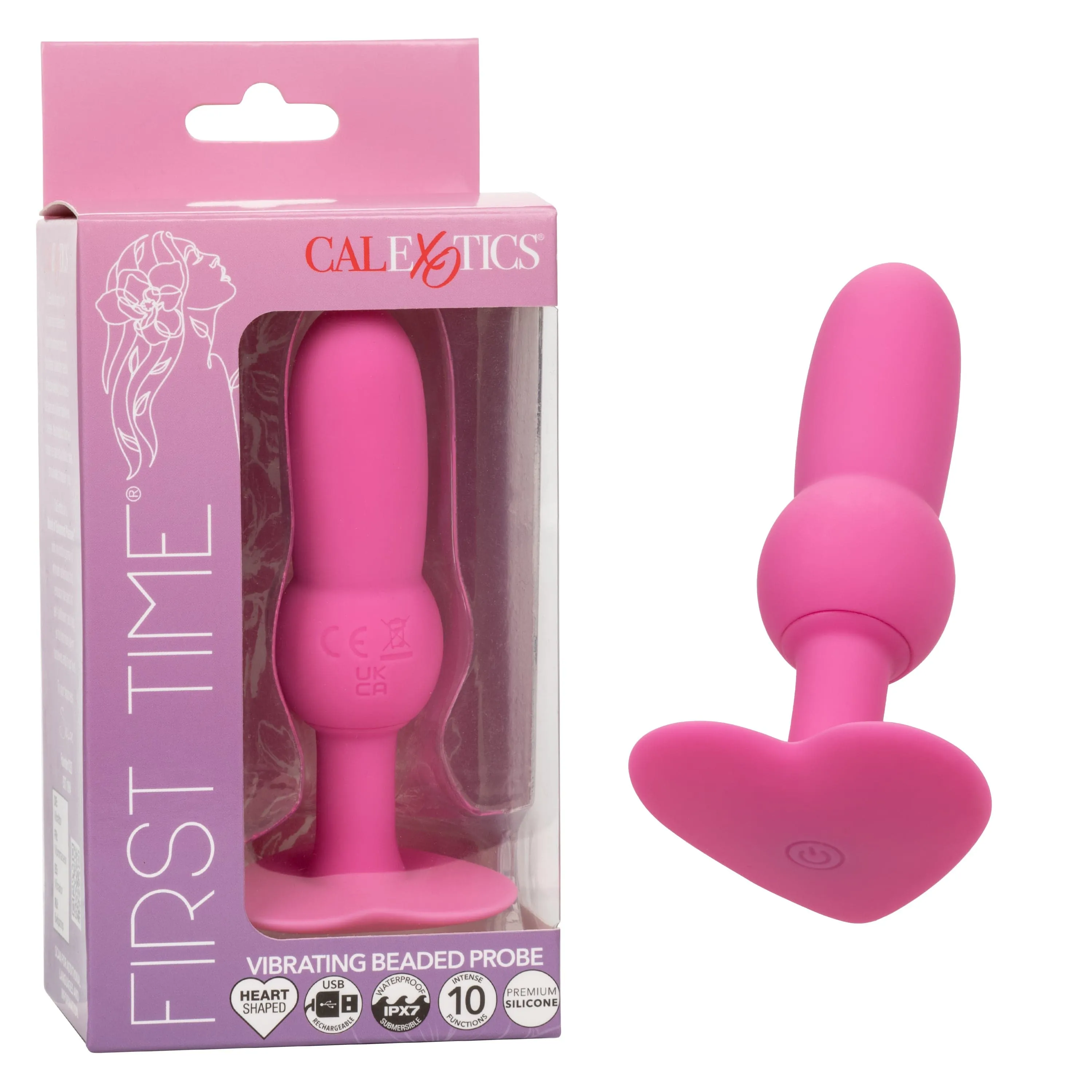 California Exotics - First Time Vibrating Beaded Probe Anal Plug (Pink)