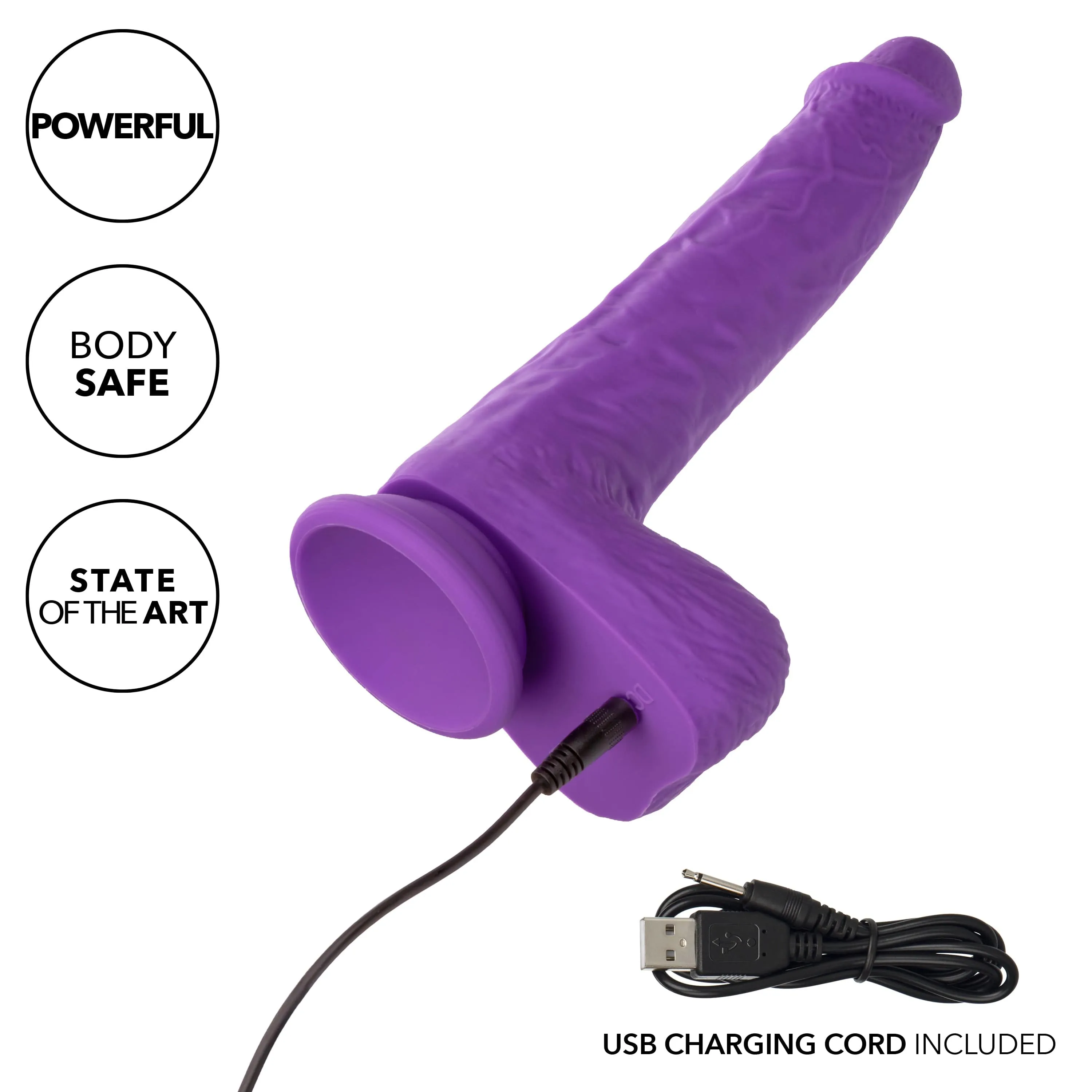 California Exotics - Rechargeable Gyrating and Thrusting Silicone Studs Realistic Dildo with Balls 9.5" (Purple)