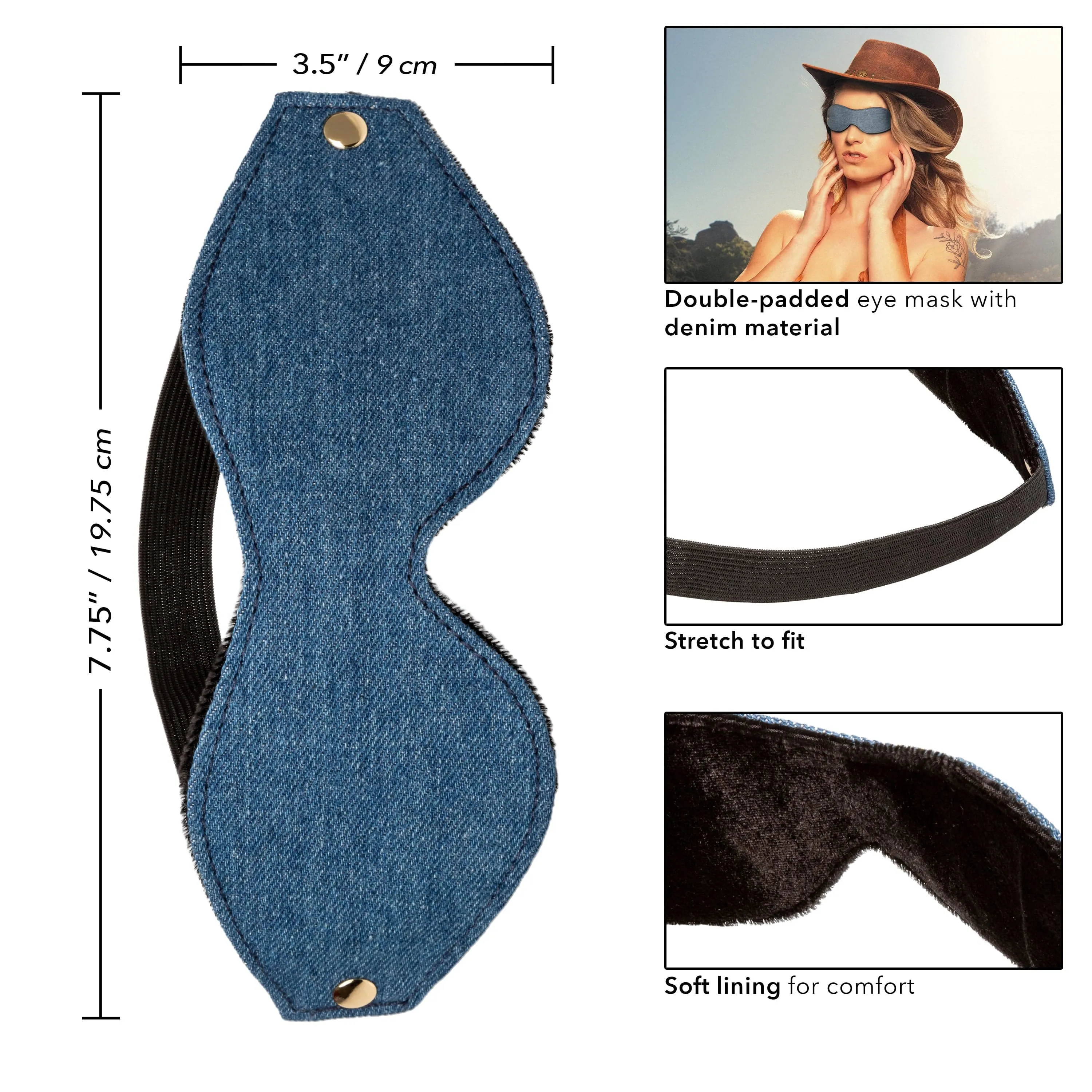 California Exotics - Ride 'em Premium Denim Collection Eye Mask (Blue)