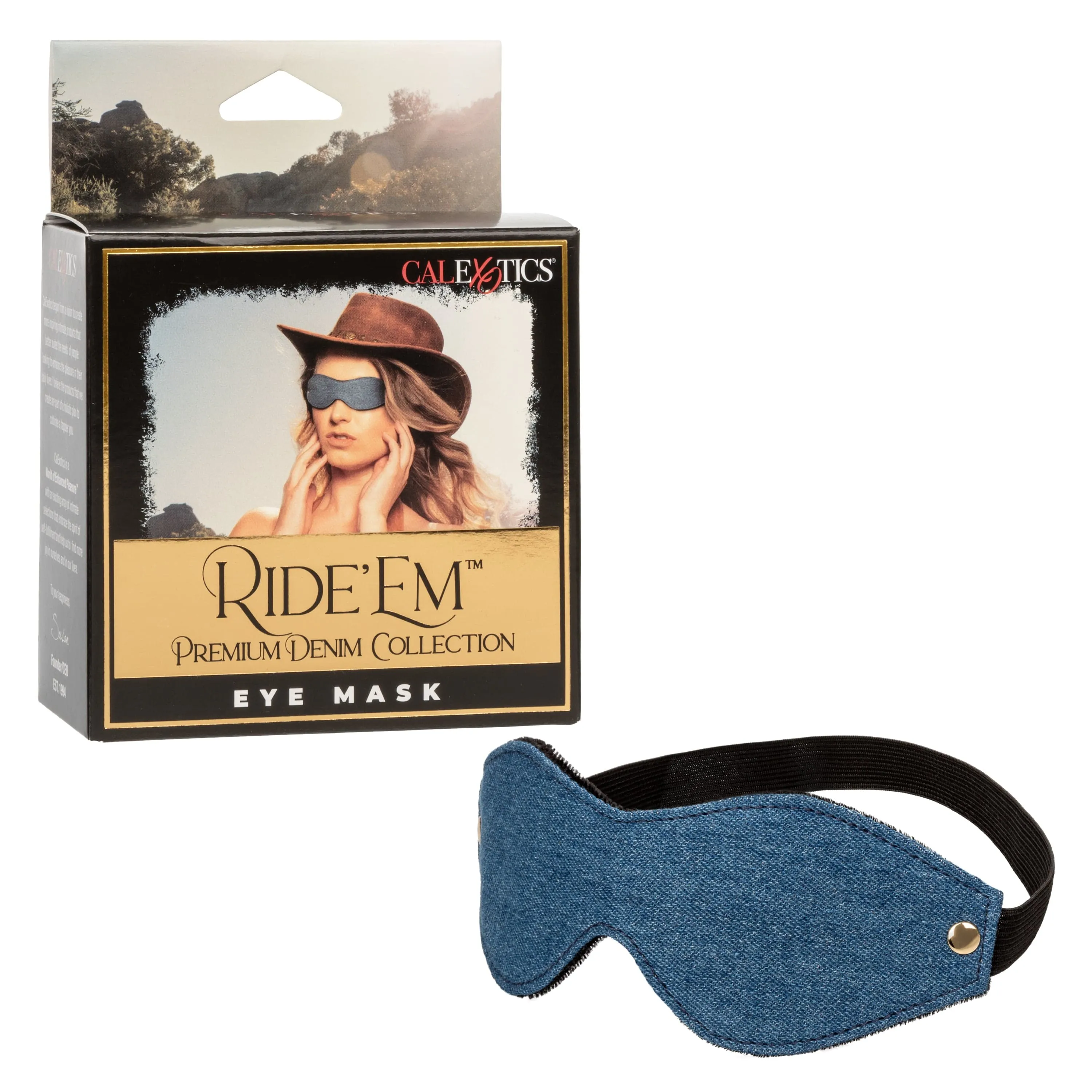 California Exotics - Ride 'em Premium Denim Collection Eye Mask (Blue)