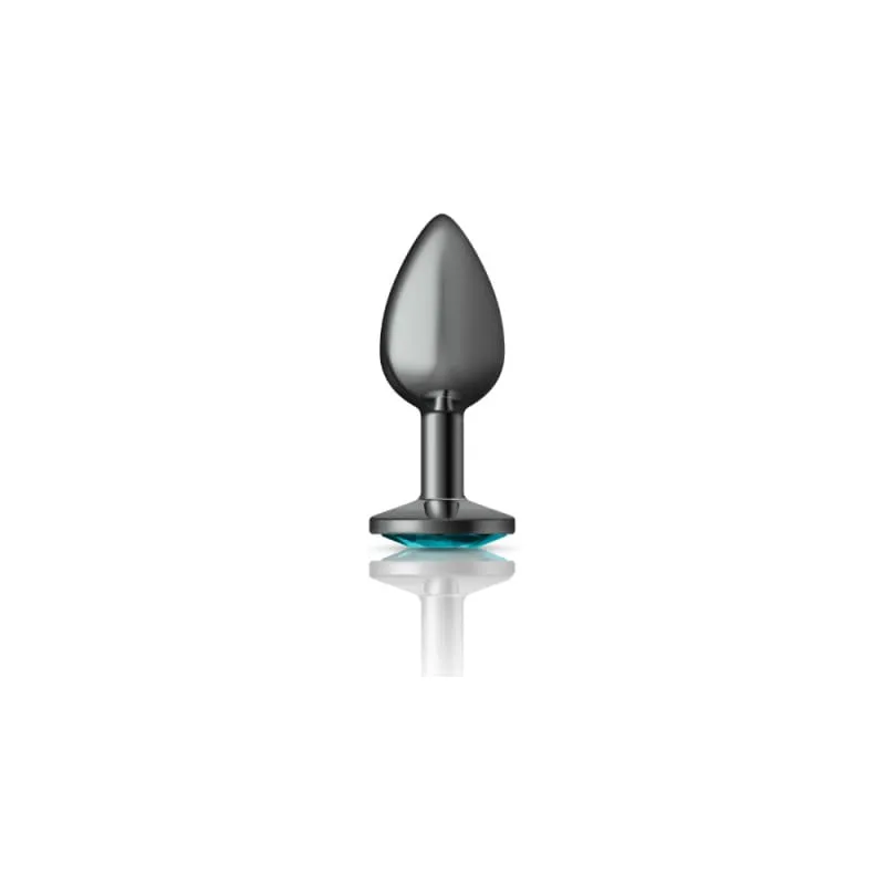 Cheeky Charms - Gunmetal Metal Butt Plug - Round - Teal - Small