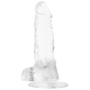 Clear 4 Inch Suction Cup Dildo With Balls