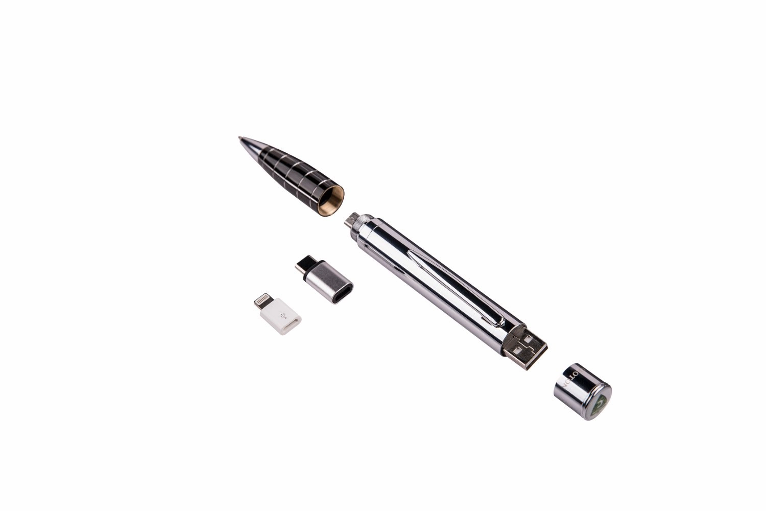 Croton Charger Power Bank 1,100MAH Ballpoint Silver Gray Pen