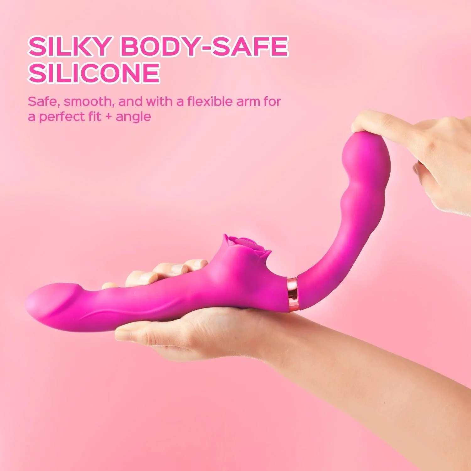 Double-Ended Strap-On Dildo Clit Tapping & Vibrating Strapless Vibrator for Lesbian Couple