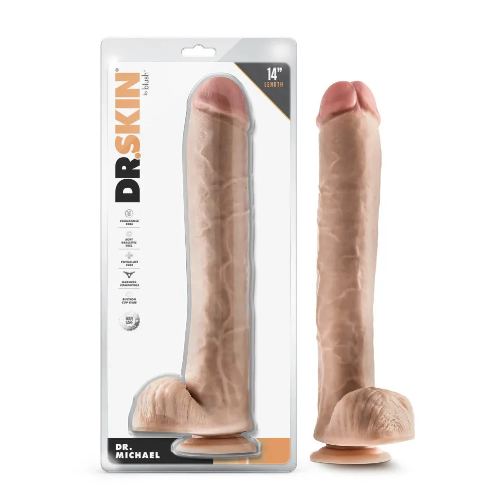 Dr. Skin Dr. Michael Realistic 14" Dildo With Balls & Suction Cup