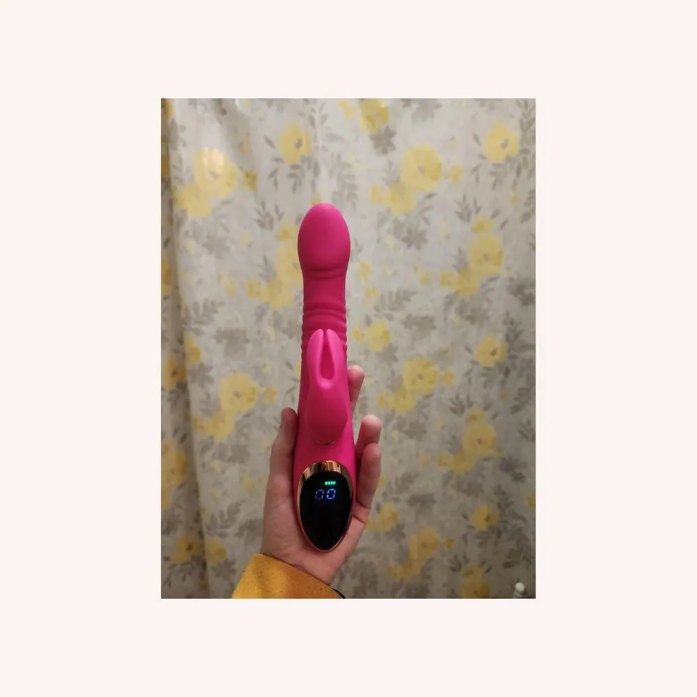 Dual Glow 9 Thrusting & 9 Vibrating Modes Rabbit Vibrator On-Screen Display
