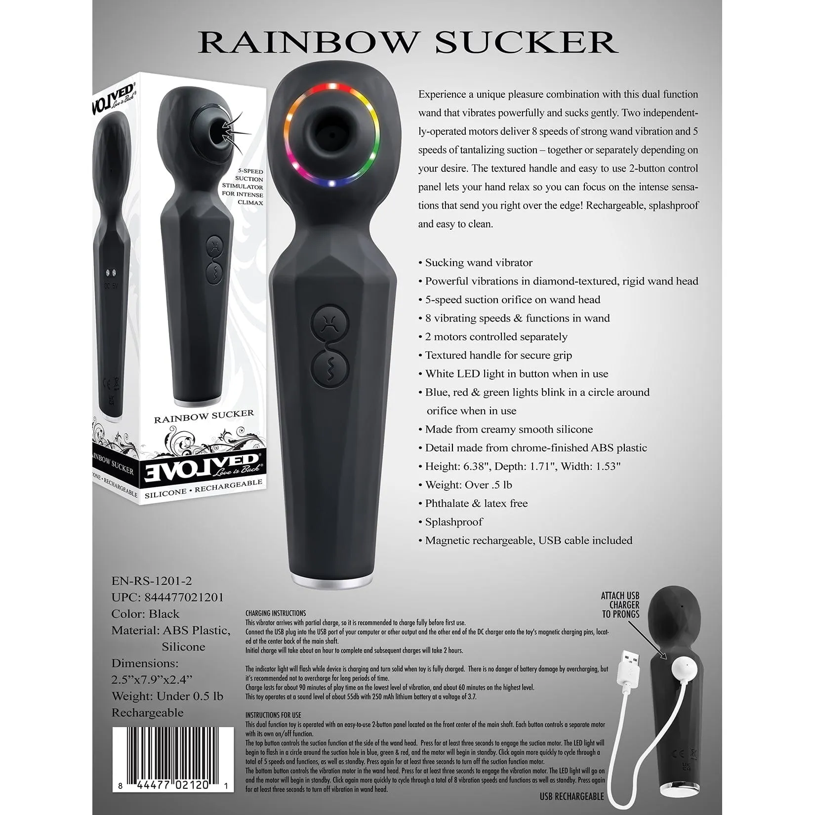 Evolved - Rainbow Sucker Clit Massager (Black)