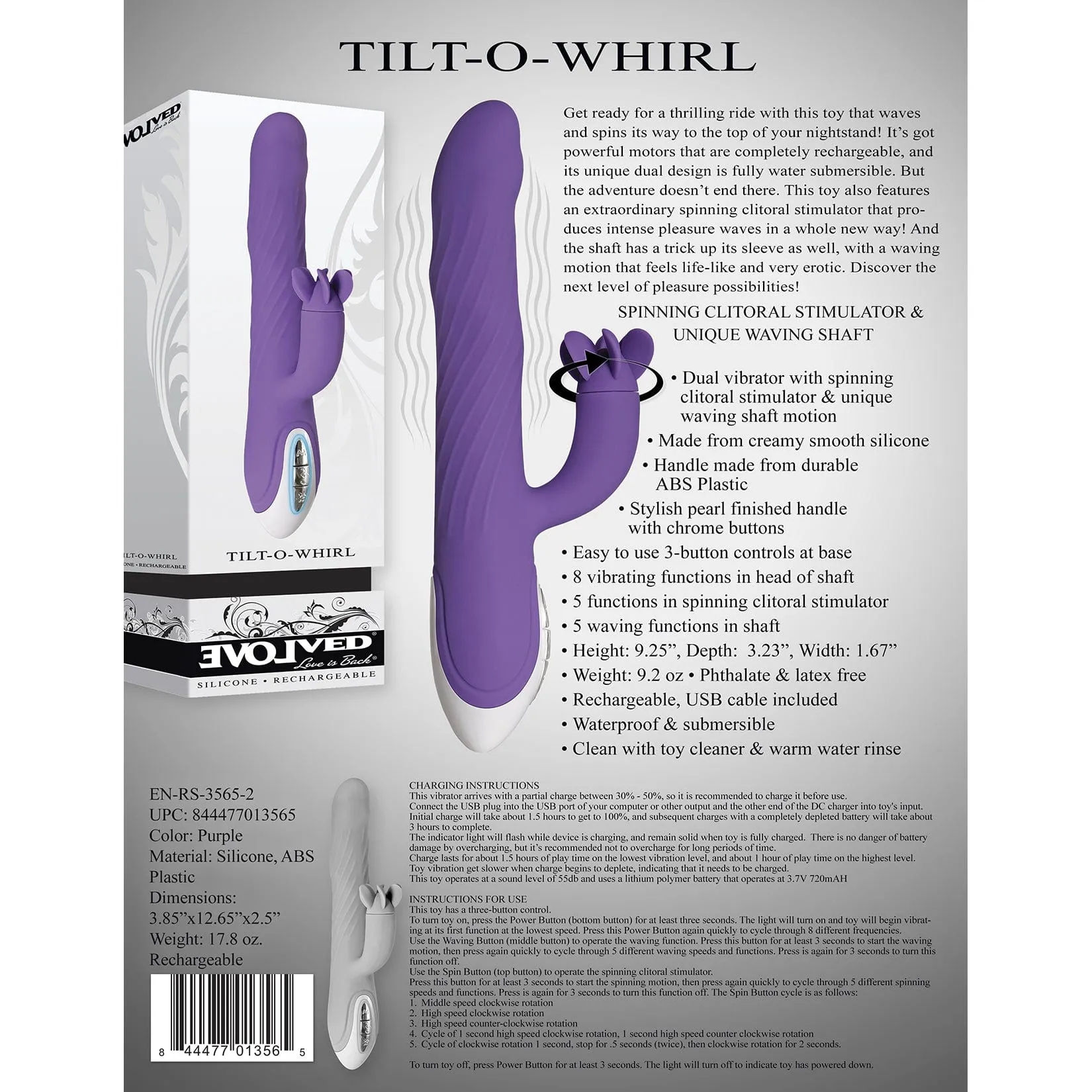 Evolved - Tilt O Whirl Rabbit Vibrator (Purple)