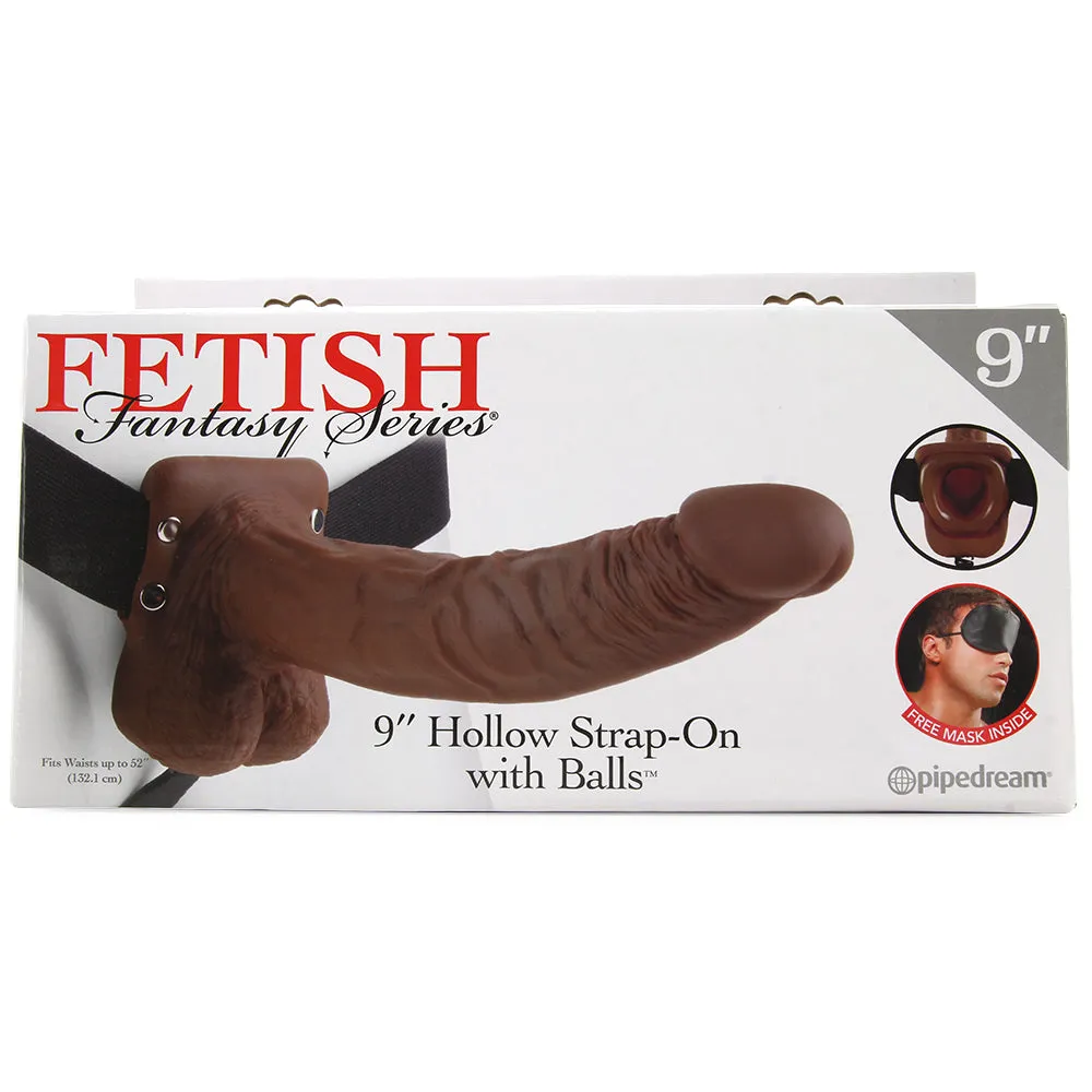 Fetish Fantasy 9 Inch Hollow Strap-On with Balls in Chocola