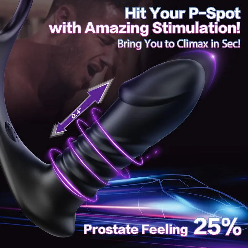 Fighter Moore - 10 Thrilling Vibration 3 Thrusting Silicone Remote Control Cock Ring Anal Vibrator