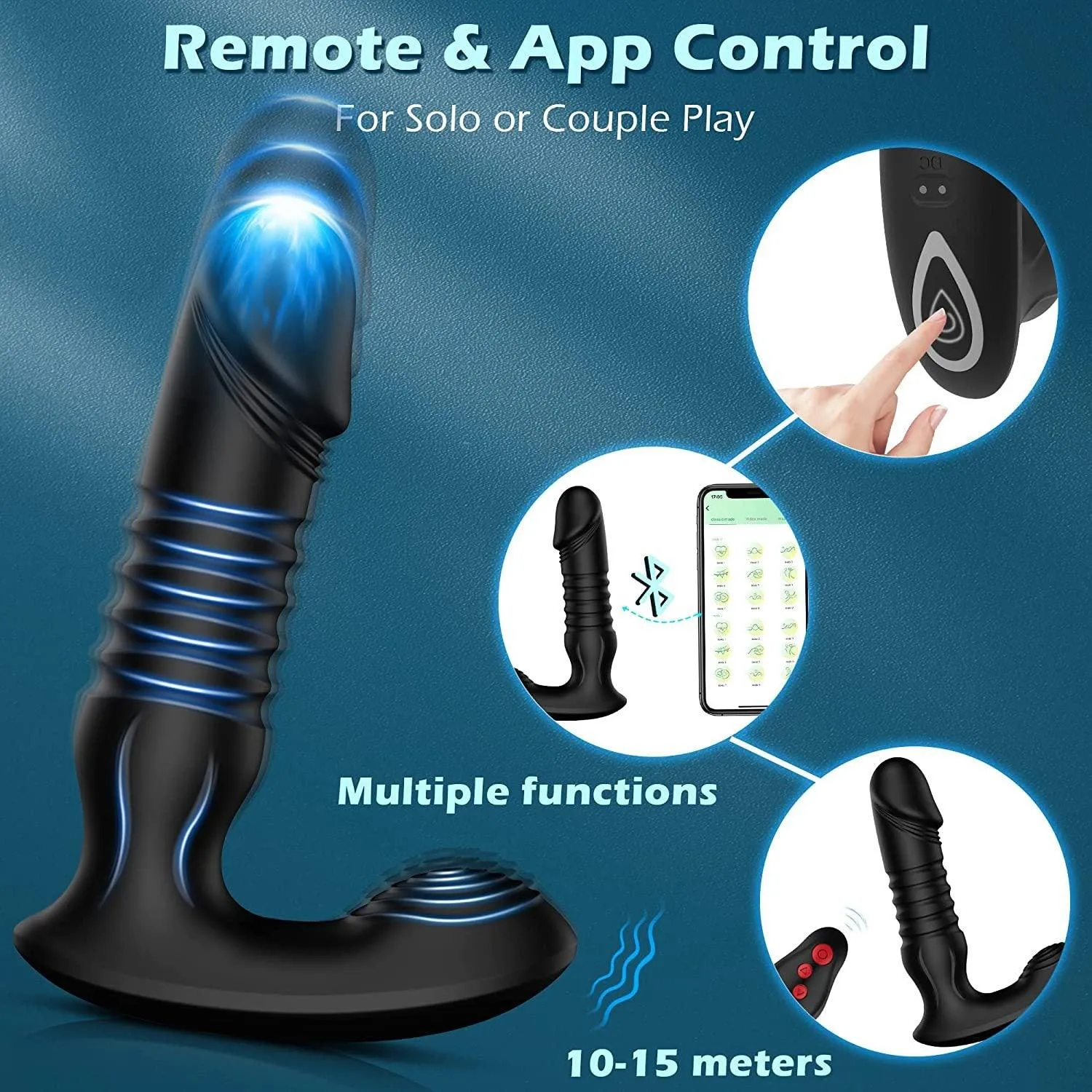 Fobono 7 Vibration 7 Thrusting App Control Anal Vibrator Prostate Massage