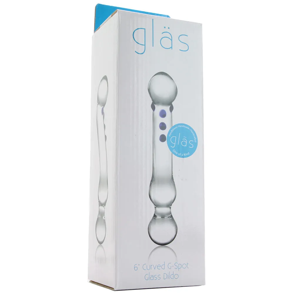 gläs 6 Inch Curved G-Spot Nubby Glass Dildo