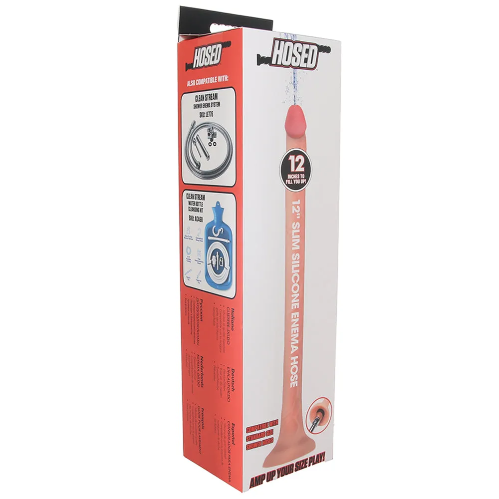 Hosed 12" Slim Realistic Silicone Enema Hose