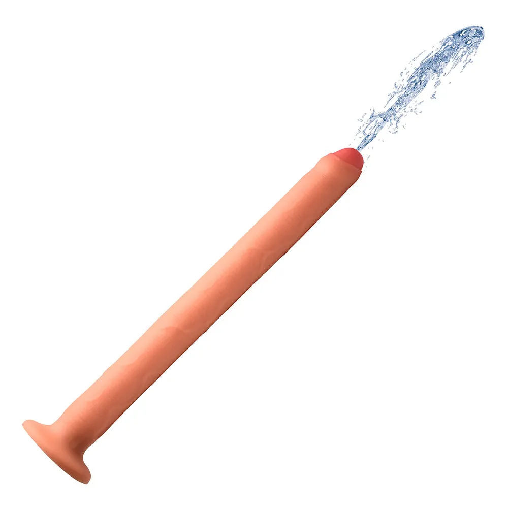 Hosed 15" Thick Silicone Enema Shower Dildo