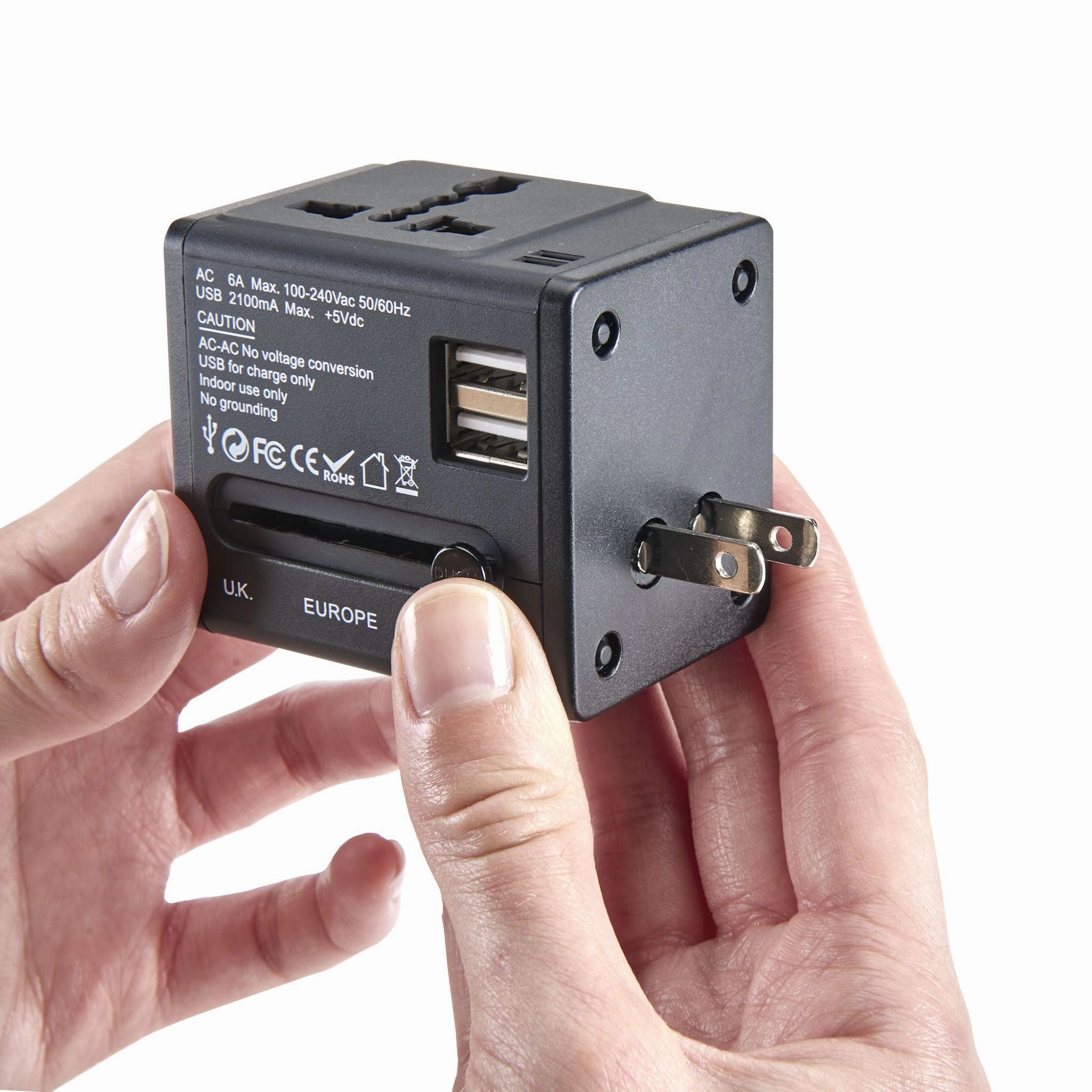 International Adapter Cube with Dual USB Chargers