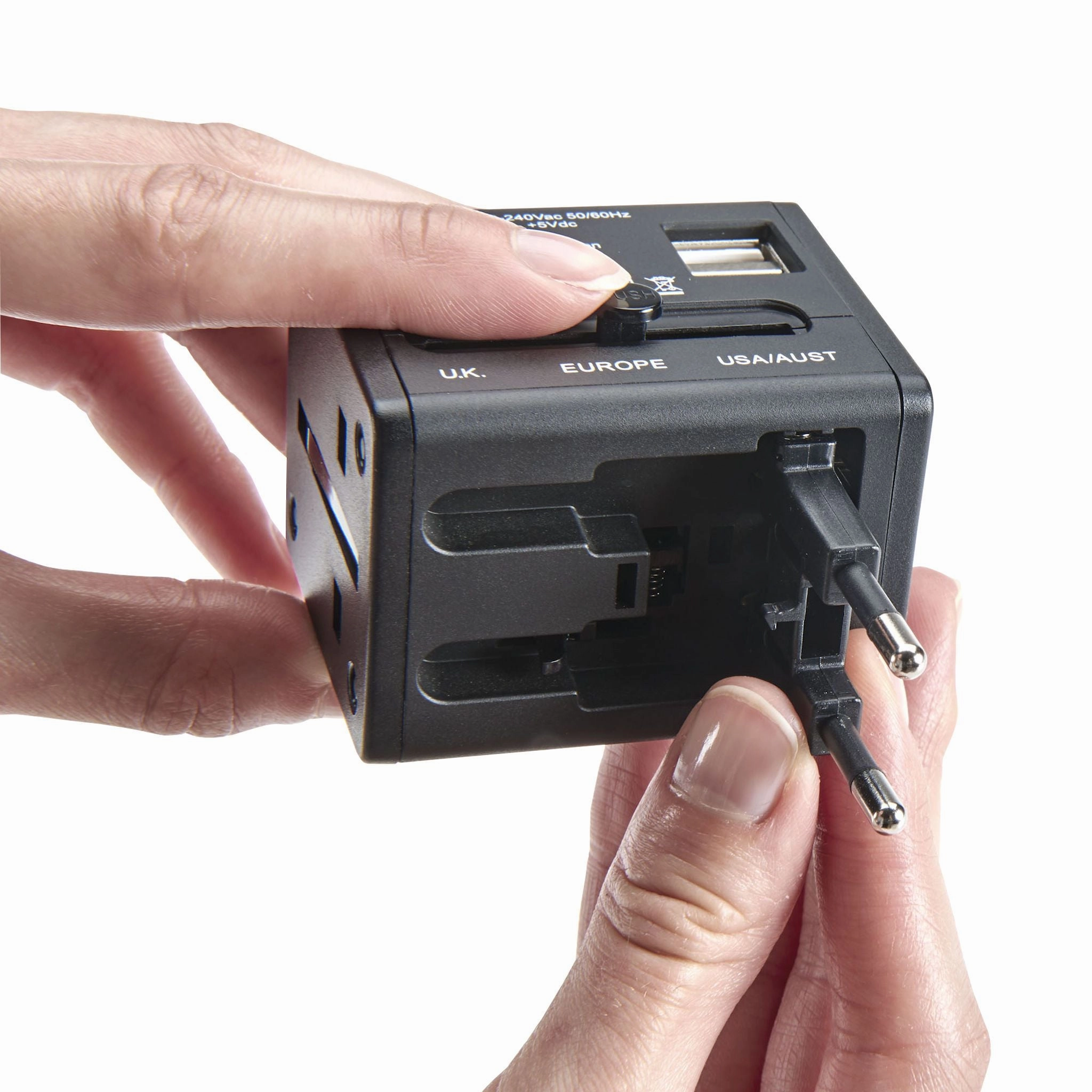 International Adapter Cube with Dual USB Chargers