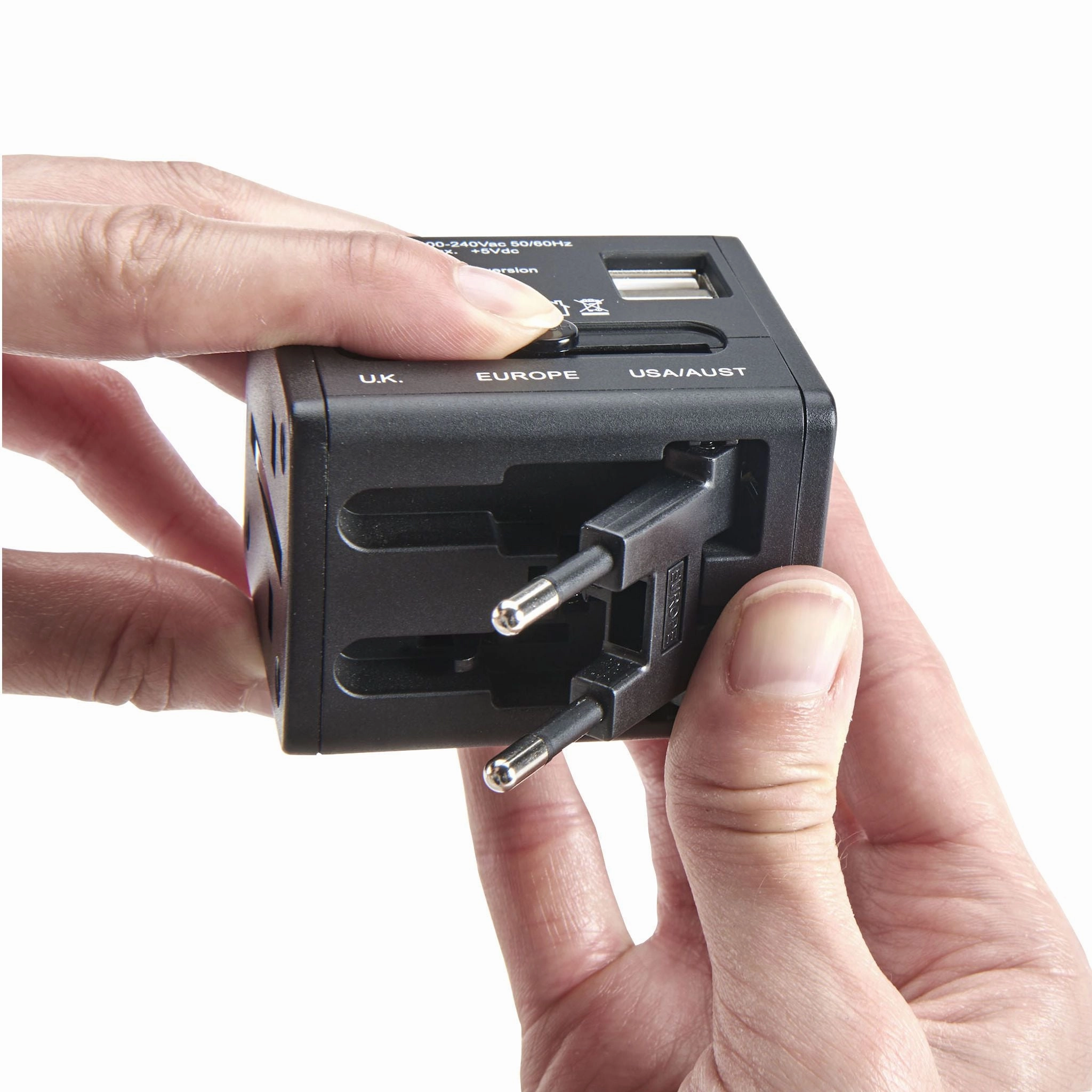 International Adapter Cube with Dual USB Chargers