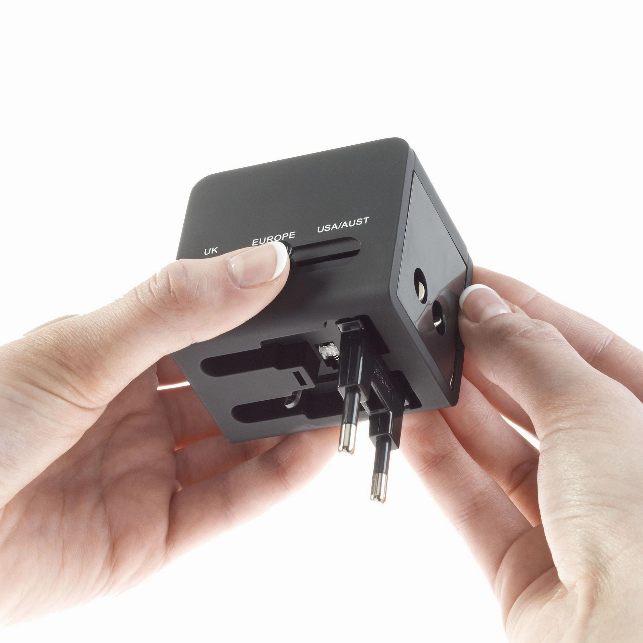 International Adapter Cube with Dual USB Chargers