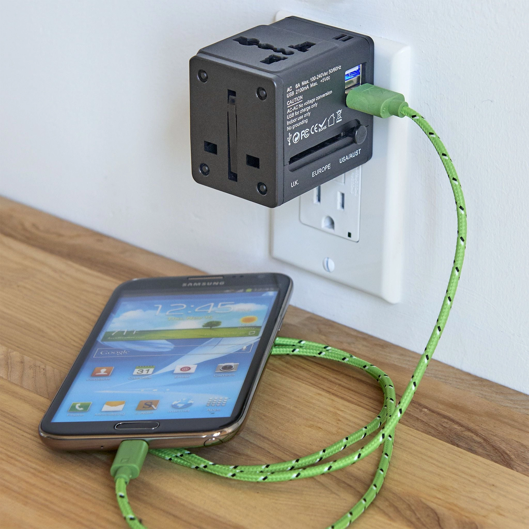 International Adapter Cube with Dual USB Chargers