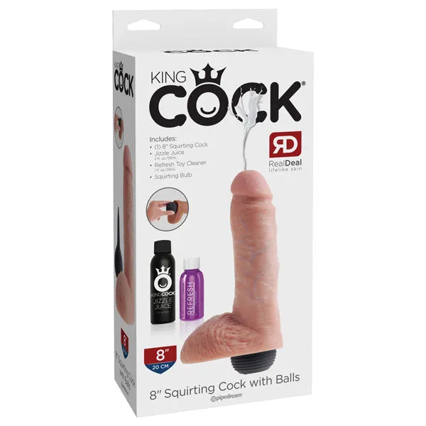 King Cock 8" Squirting Cock With Balls