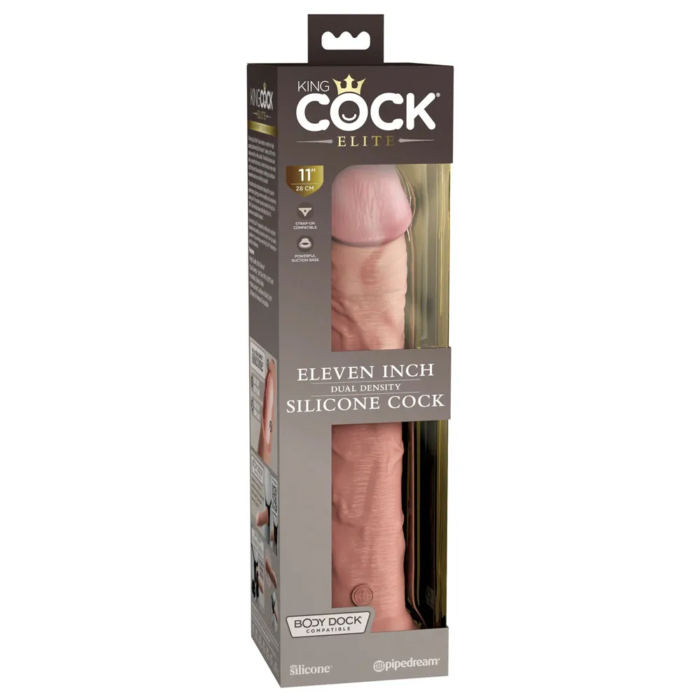 King Cock Elite 11" Dual Density Silicone Dildo With Suction Cup
