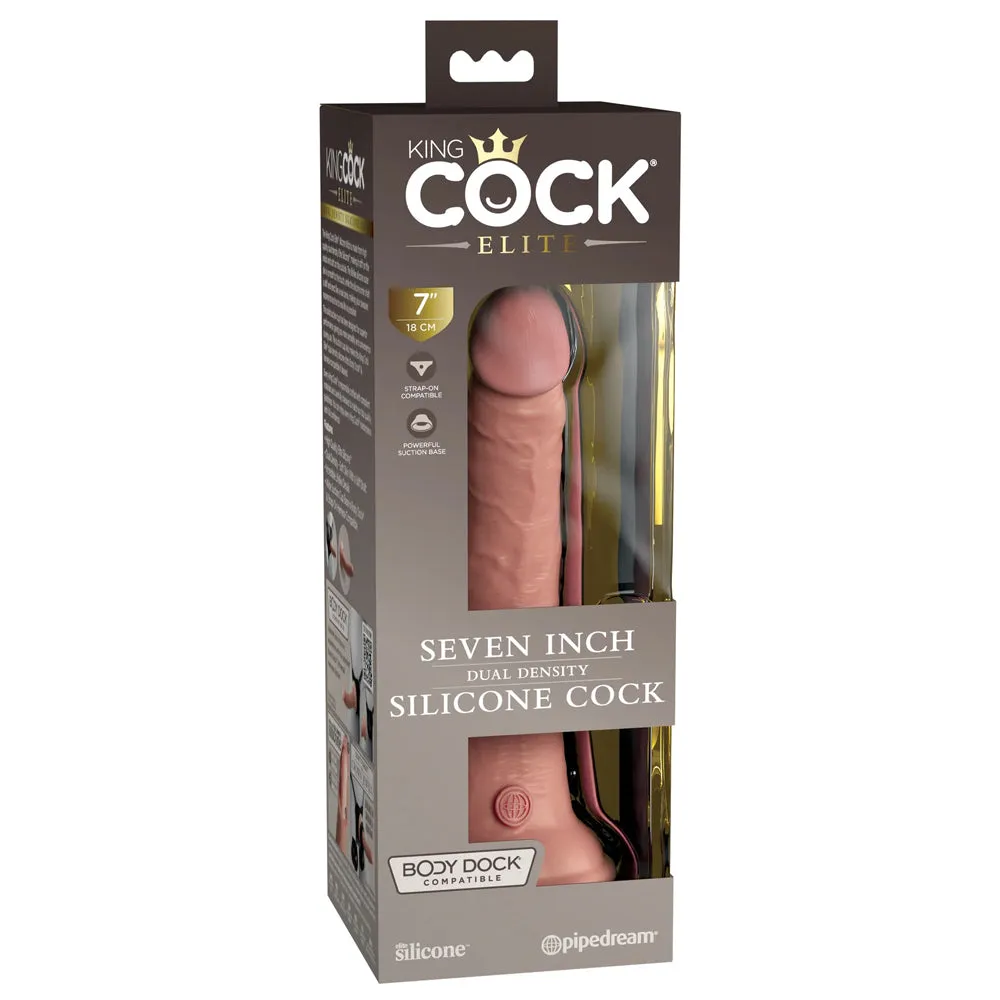 King Cock Elite 7" Dual Density Silicone Dildo With Suction Cup