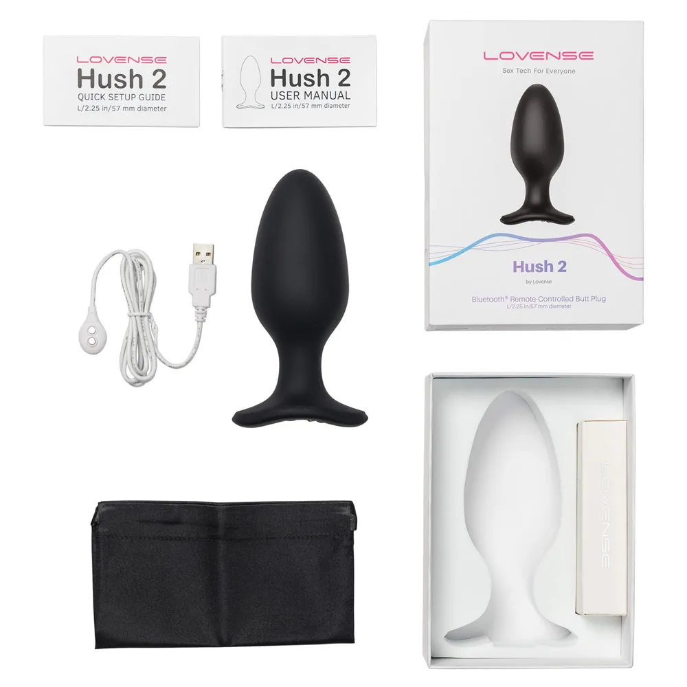 Lovense Hush 2 Bluetooth Vibrating 2.25" Butt Plug - Large