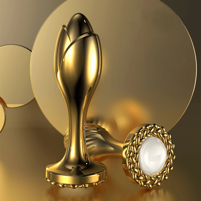 Lurevibe - Pearl Rose Anal Plug Gold Stainless Steel