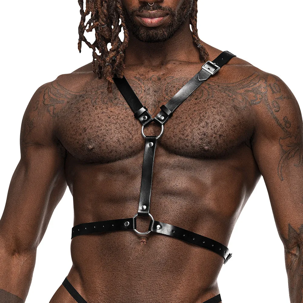 Male Power Sagittarius Faux Leather Chest Harness With Wings