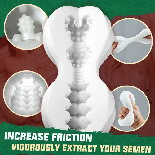 Male Xmas Gift Heating Masturbator with Vibrating Anal Beads 2 IN 1 Masturbation Cup