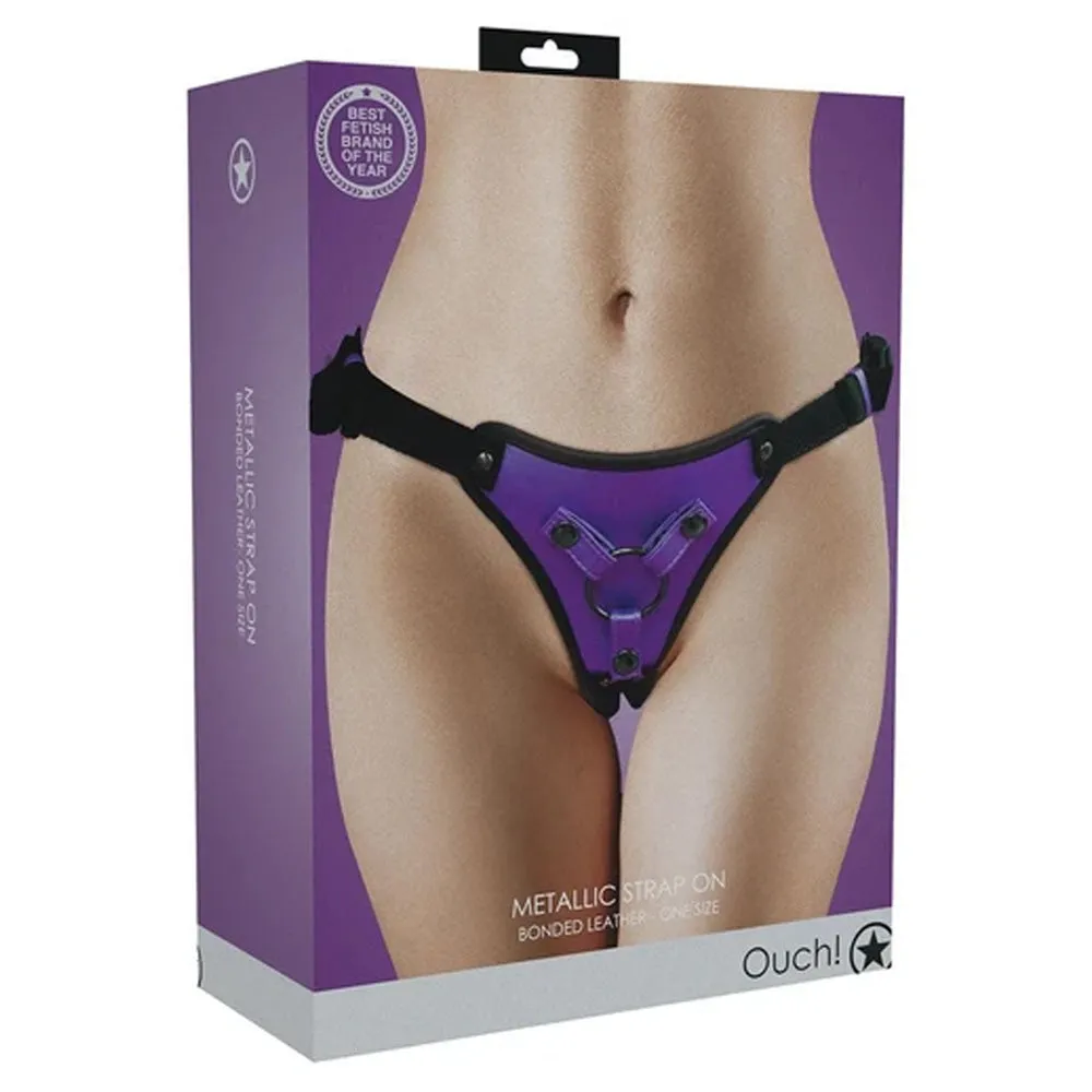Ouch! Metallic Vegan Bonded Leather Strap-On Harness