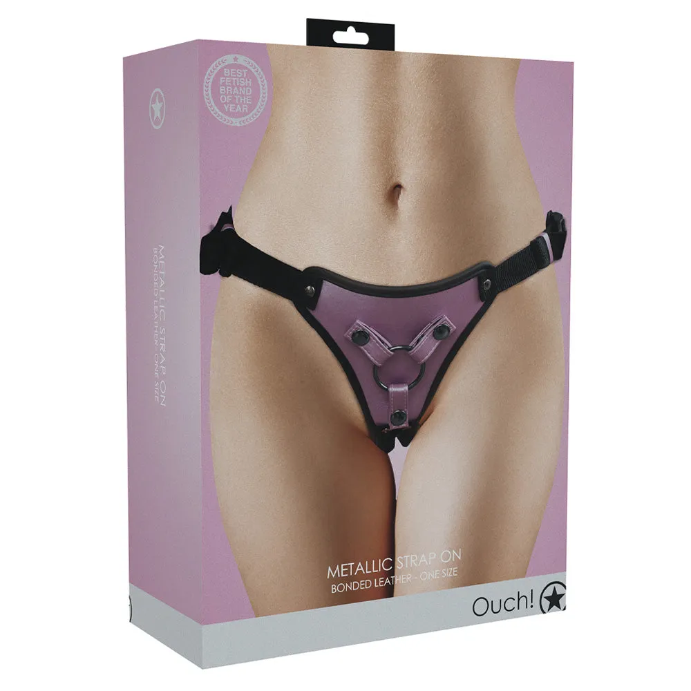 Ouch! Metallic Vegan Bonded Leather Strap-On Harness