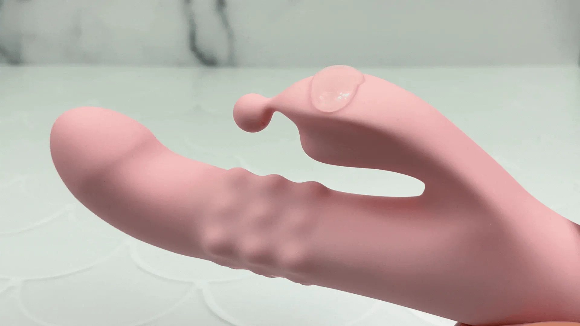 Pink Pearl Pulsing and Fingering Dual Action Vibrator - Triple Your Pleasure!