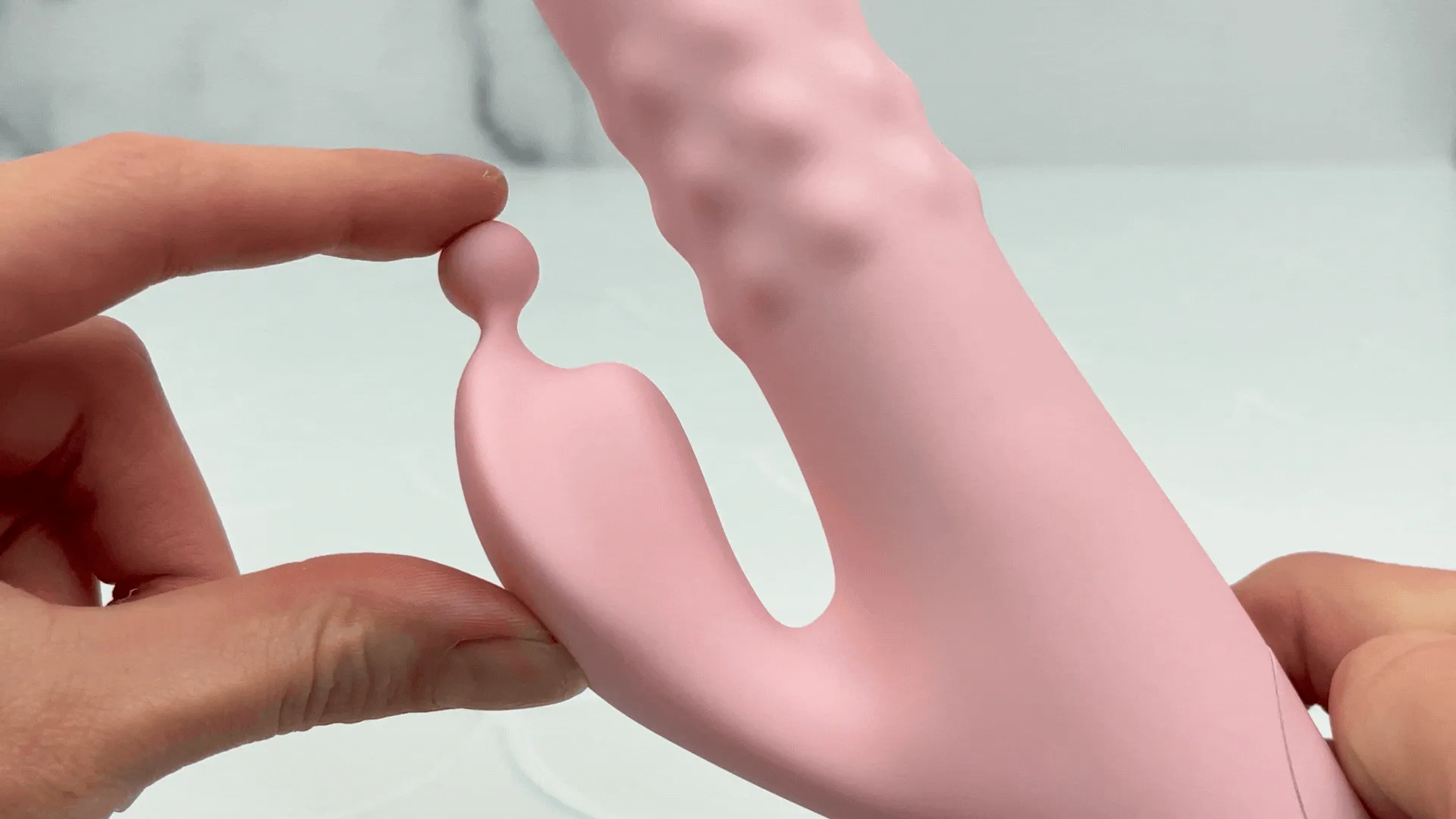 Pink Pearl Pulsing and Fingering Dual Action Vibrator - Triple Your Pleasure!