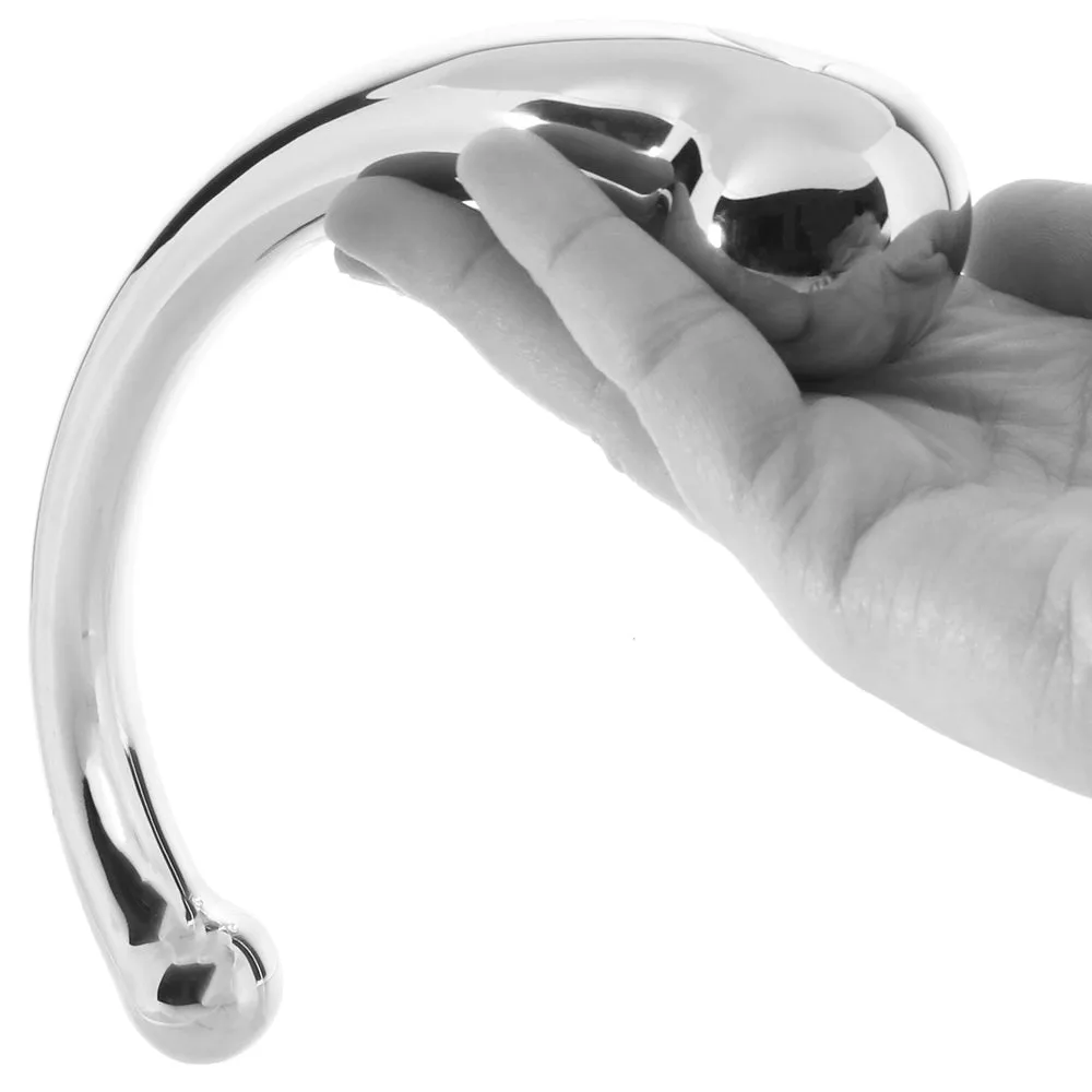 PinkCherry 8 Inch Stainless Steel Curved G-Spot Dildo