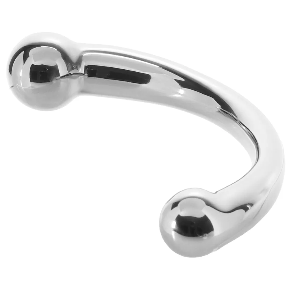 PinkCherry 8 Inch Stainless Steel Curved G-Spot Dildo