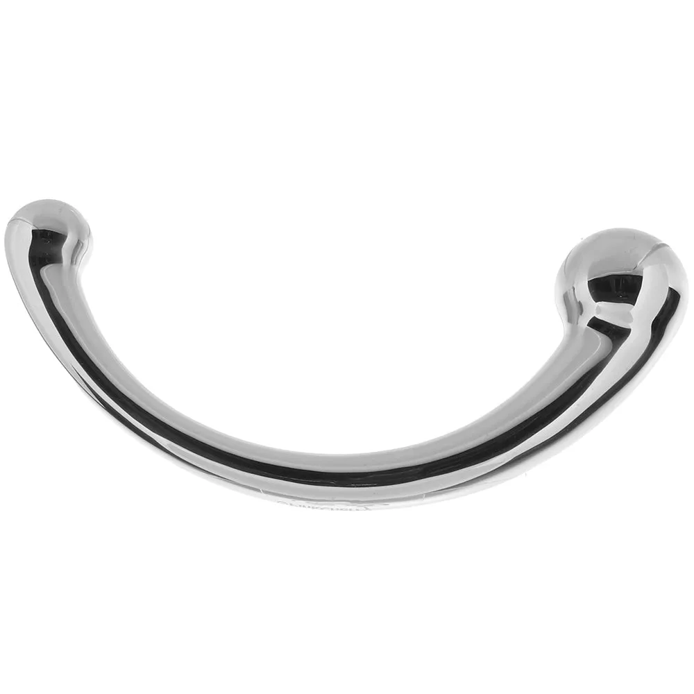 PinkCherry 8 Inch Stainless Steel Curved G-Spot Dildo