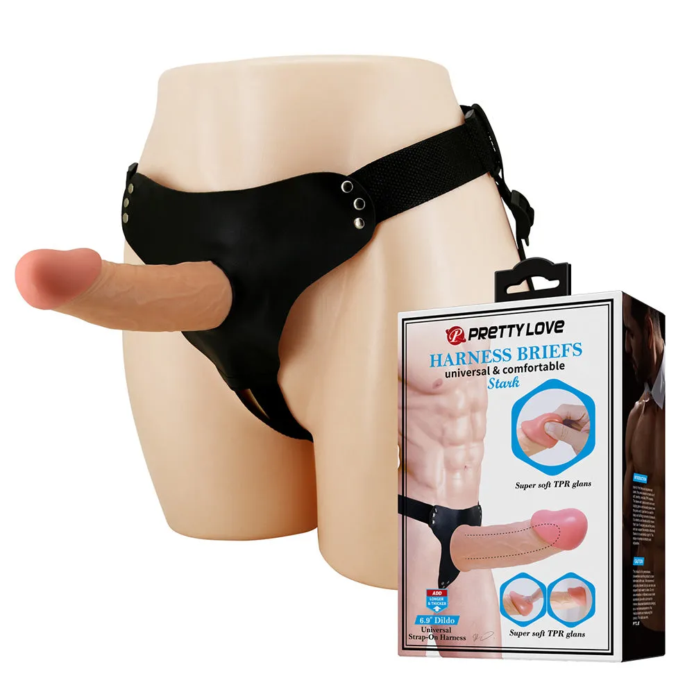 Pretty Love Stark Strap-On Harness Briefs & Hollow 6.9" Dildo