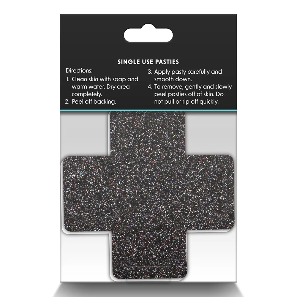 Pretty Pasties Glitter Cross Adhesive Nipple Pasties 2-Pack