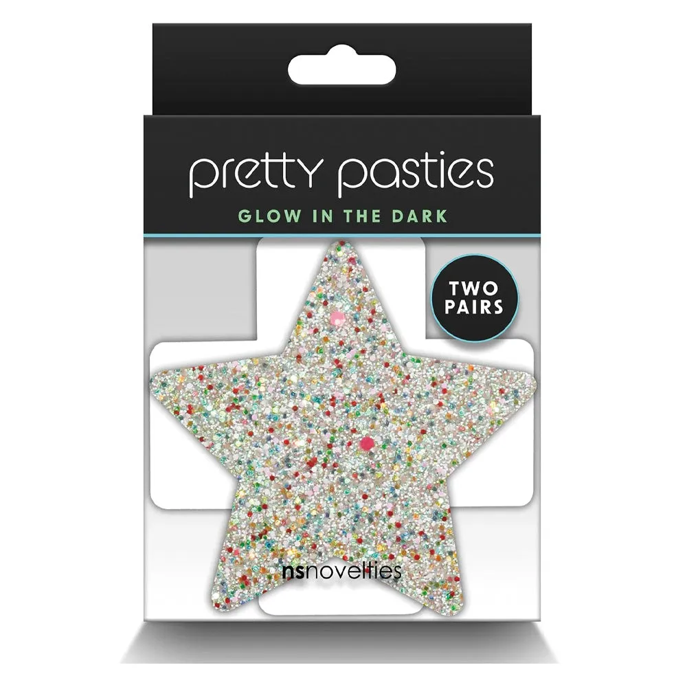 Pretty Pasties Glow In The Dark Glitter Star & Cross Nipple Pasties