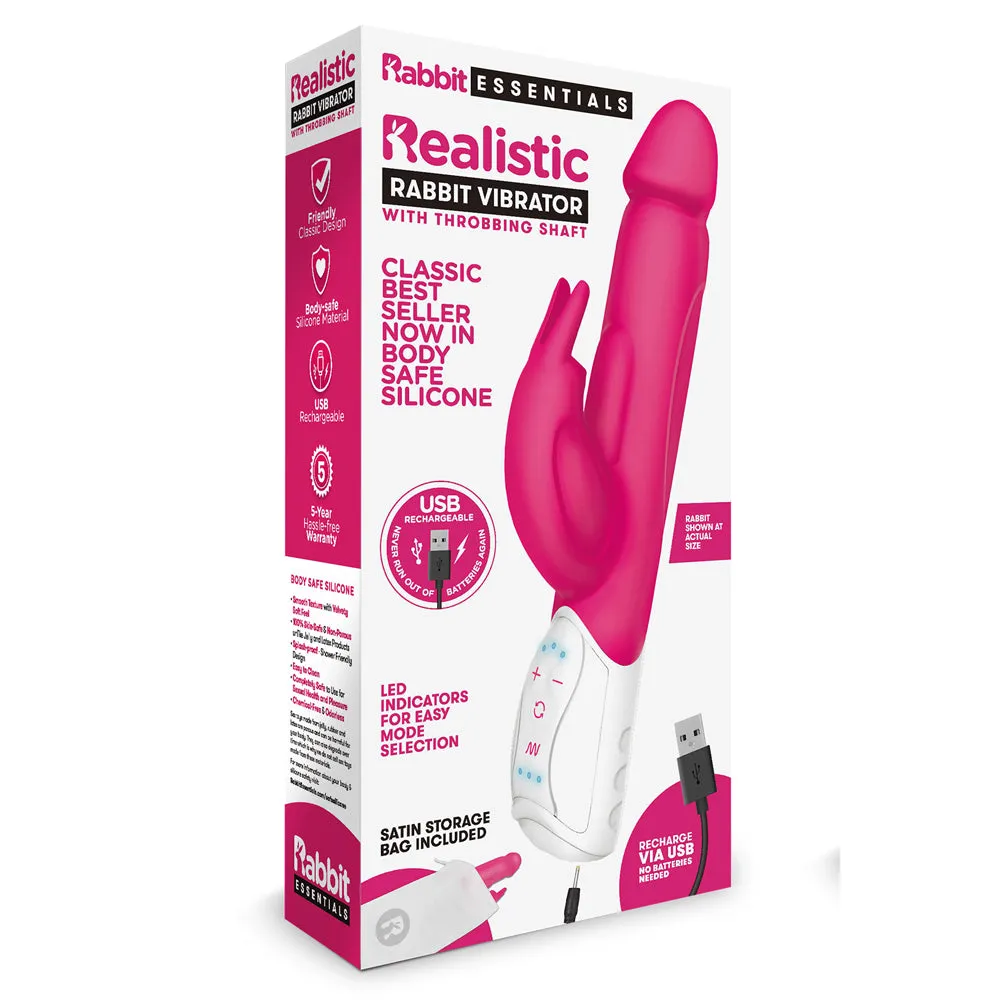 Rabbit Essentials - Realistic Rabbit Vibrator With Throbbing Shaft